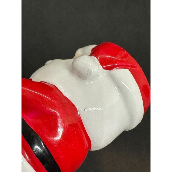 Vintage Handmade Santa Christmas Set Candle Holder Napkin Ceramic Clay Taper - Picture 9 of 14
